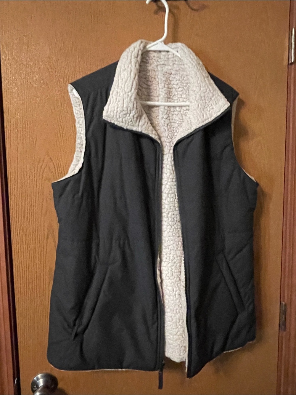 The North Face Black Reversible Vest with Cream Sherpa